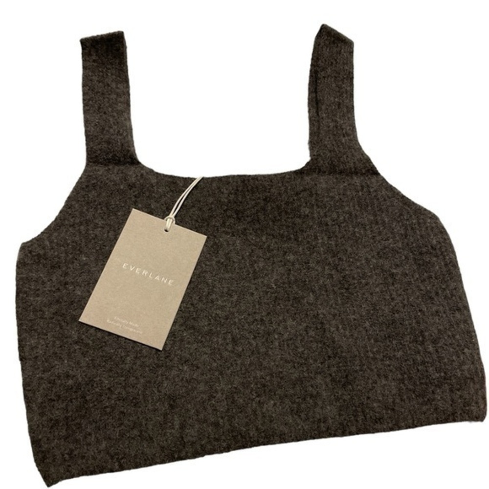 Everlane Stretch Crop Sweater Tank Top Charcoal Size Small Wool Blend Festival